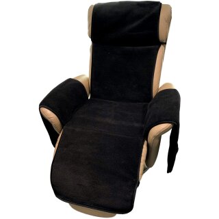 Armchair cover Relax armchair anthracite/black with pockets 100% wool cashmere