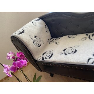 Sesselschoner Rosen grau doppelt Sesselauflage 100% Wolle, Größe 50x200cm